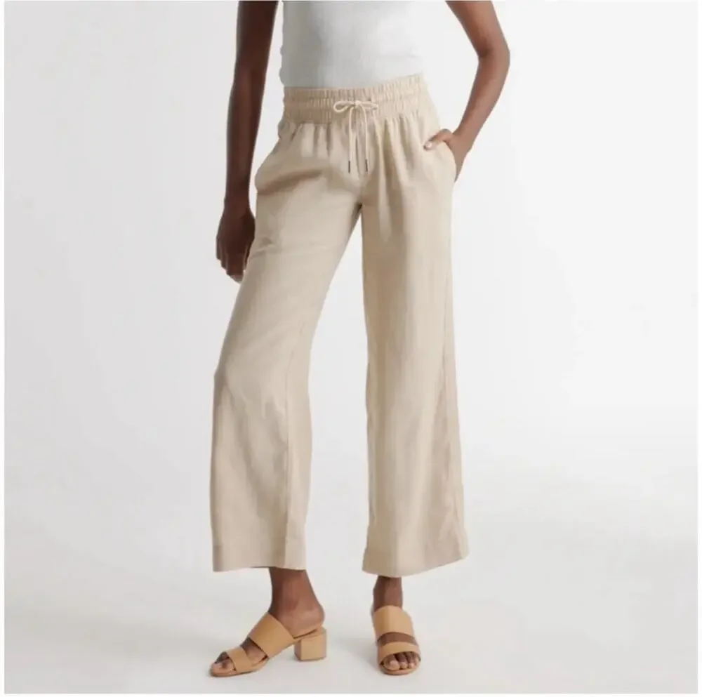 Quince Pants Womens XS Tan European Linen Wide Leg Driftwood Relaxed Neutral